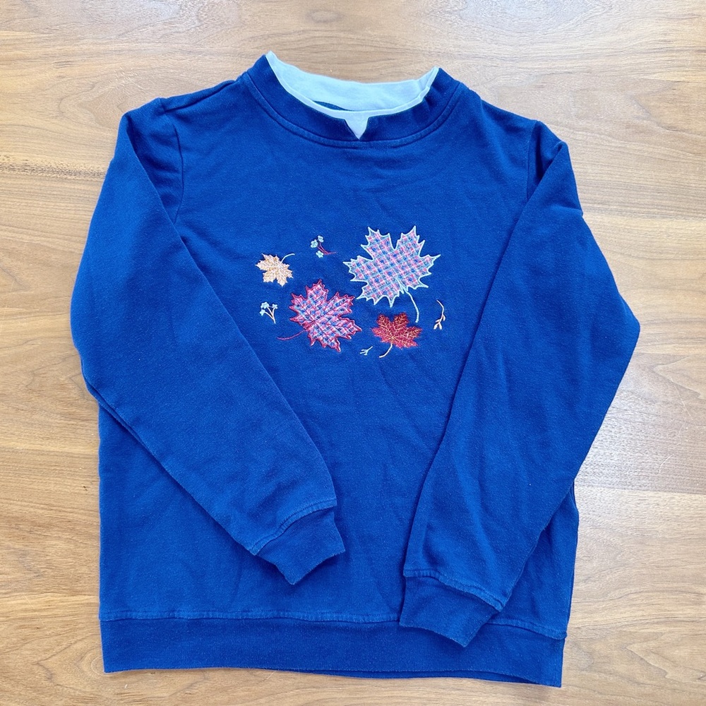 Embroidered Autumn Leaf Grandma Sweater by Adrian Delafield